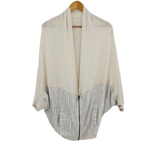 Anthropologie moth Austral zip dolman sleeve oatmeal and gray sweater size large - Picture 3 of 8